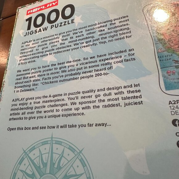 A2Play USA Map Jigsaw Puzzle, 1000 Pieces *Sealed* - Picture 5 of 6